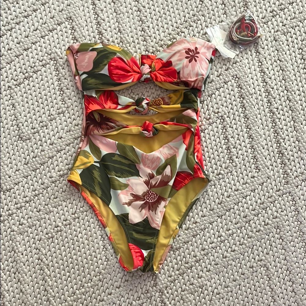 Aerie Floral One Piece Swimsuit - Red, Pink, Green, Yellow